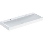 Lavabo serie Geberit ONE: 120x48cm, Toma de grifo=Izquierda y derecha, Rebosadero=Sin, Blanco / KeraTect